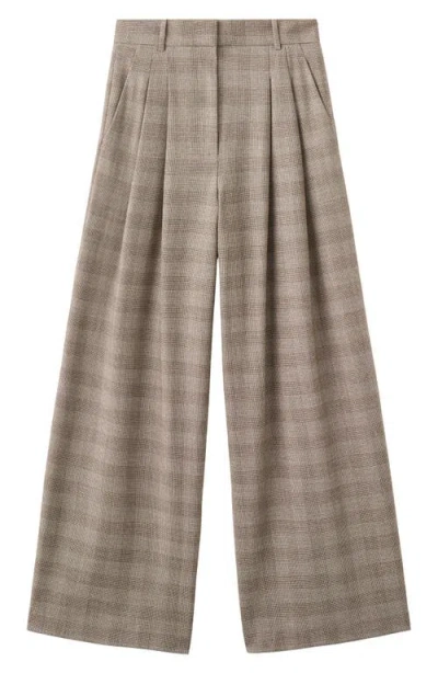 Mango Natalie Plaid Wide-leg Trousers In Brown