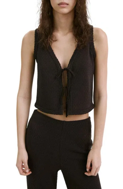 Mango Nati Sleeveless Knit Top In Brown