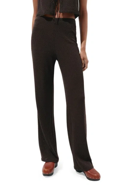 Mango Nati Textured Straight Leg Pants In Brown
