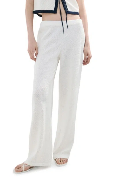 Mango Nati Textured Straight Leg Pants In Neutral