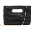 Mango Natural Fiber Clutch In Black