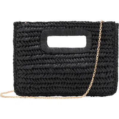 Mango Natural Fiber Clutch In Black
