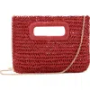 Mango Natural Fiber Clutch In Red