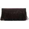 Mango Natural Fiber Envelope Clutch With Fringe In Brown