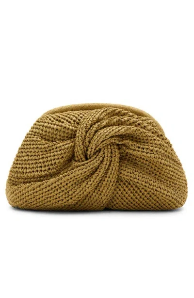 Mango Natural Fiber Frame Clutch In Brown