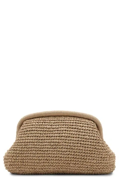 Mango Natural Fiber Frame Clutch In Light Beige
