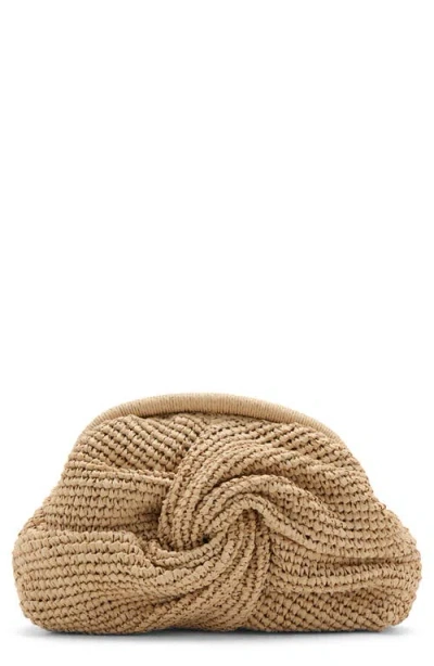 Mango Natural Fiber Frame Clutch In Neutral