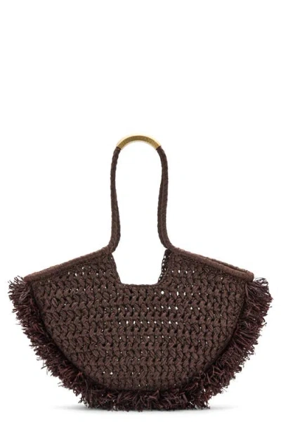 Mango Natural Fiber Shoulder Bag In Chocolate