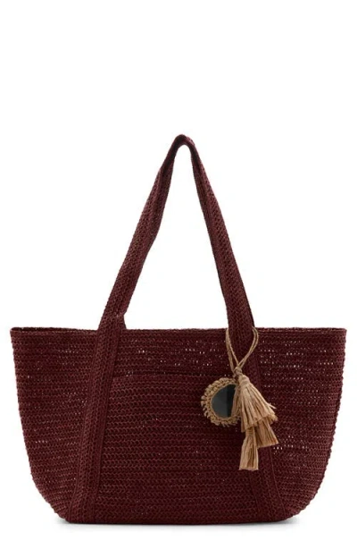 Mango Natural Fiber Tote In Burgundy