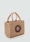 Mango Natural Fibre Handbag Beige In Beige