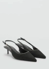 Mango Natural Fibre Kitten-heel Shoes Black