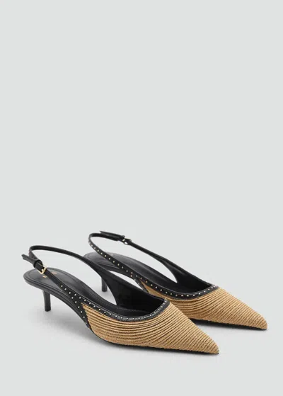 Mango Natural Fibre Kitten-heel Shoes Sand