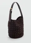 Mango Natural Fibre Shoulder Bag Chocolate In Chocolate