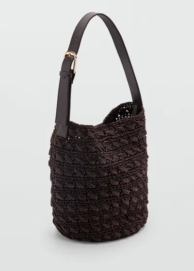 Mango Natural Fibre Shoulder Bag Chocolate