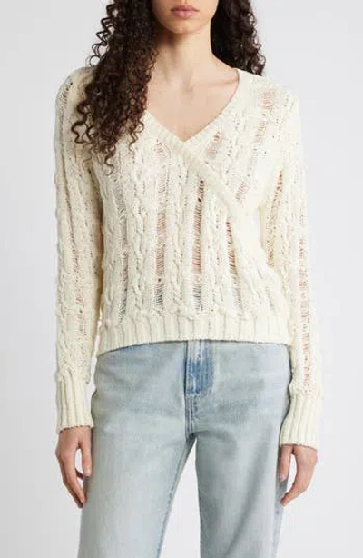Mango Naval Openwork Cable Knit Sweater In Ecru