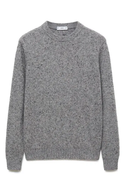 Mango Nep Crewneck Sweater In Medium Heather Grey