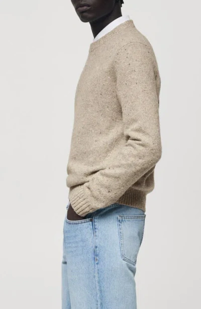 Mango Nep Crewneck Sweater In Sand