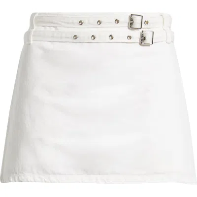 Mango Neri Double Belt Denim Miniskort In White