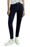 Mango Newmom Comfort High Waist Straight Leg Jeans In Open Blue