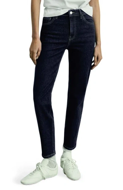 Mango Newmom Comfort High Waist Straight Leg Jeans In Open Blue