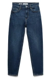 Mango Newmom Comfort High Waist Straight Leg Jeans In Dark Blue