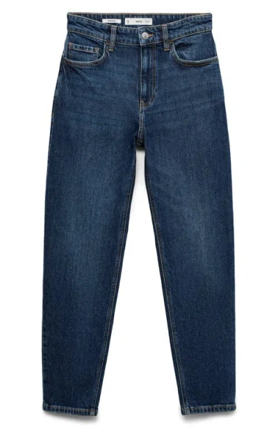 Mango Newmom Comfort High Waist Straight Leg Jeans In Dark Blue