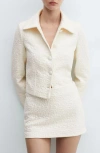 Mango Nice Textured Jacket In Light Beige