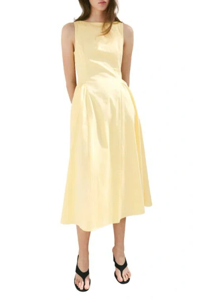 Mango Nicole Drop Waist Midi Dress In Yellow