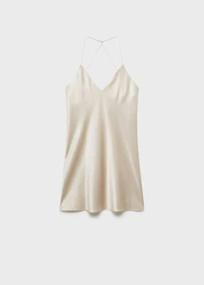 Mango Silk Nightgown In Light/pastel Grey