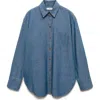 Mango Nonstretch Denim Button-up Shirt In Open Blue