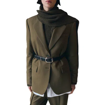 Mango Notch Collar Blazer In Green