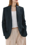 Mango Notch Lapel Blazer In Blue