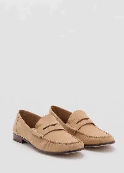 Mango Nubuck Leather Moccasin Mask Moccasin In Beige