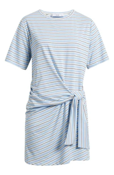 Mango Nudo Stripe Tie T-shirt Dress In Blue