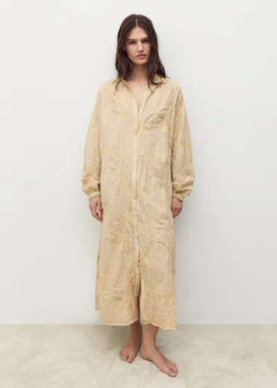 Mango Nuisette En Coton Brodé Overdyed Marron Clair/pastel - Femme - L -  In Neutral