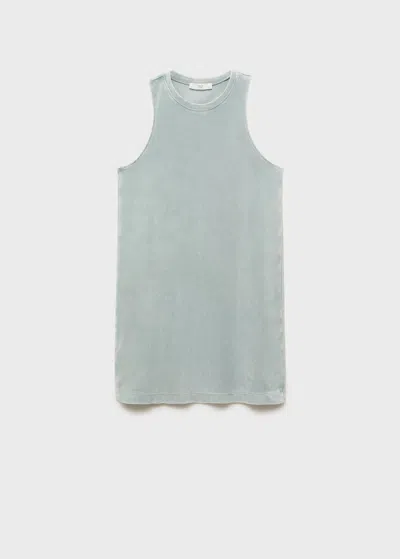 MANGO OVERDYED TERRY COTTON NIGHTGOWN MINT GREEN