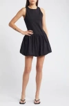 Shop Mango Numba Sleeveless Drop Waist Bubble Hem Minidress In Black