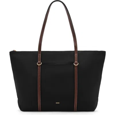 Mango Nylon Shopper Bag In Black