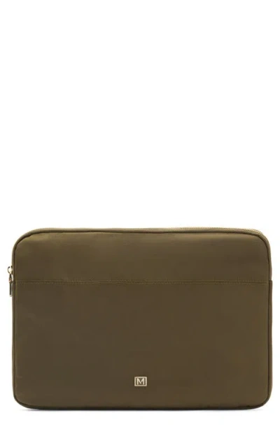 Mango Nylon Zip Wristlet Laptop Case In Khaki Green