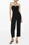 Mango O-ring Halter Straight Leg Jumpsuit In Black