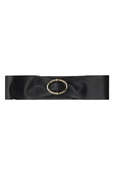 Mango Obi Leather Belt In Black
