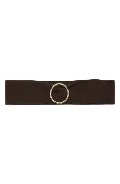 Mango Obi Suede Belt In Brown