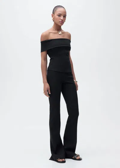Mango Off-shoulder Top Black