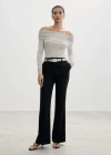 Mango Off Shoulders T-shirt Grey In Gris
