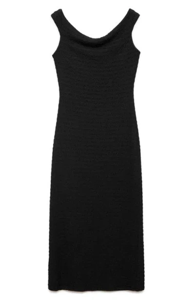 Mango Off The Shoulder Body-con Dress In Black