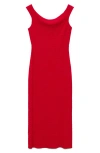 Mango Off The Shoulder Body-con Dress In Red