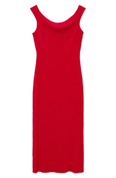 Mango Off The Shoulder Body-con Dress In Red
