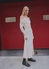 Mango Off-the-shoulder Draped Dress White In White