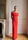 Mango Off-the-shoulder Dress With Slit Detail Red In Rouge