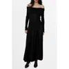 Mango Off The Shoulder Long Sleeve Maxi Dress In Black